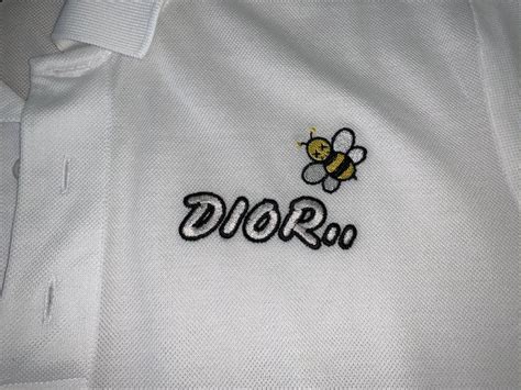 dior bumble bee shirt|Shirt with Black Bee Embroidery White Cotton Poplin .